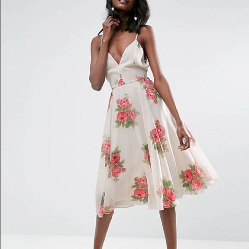 ASOS Rose Floral Cami Midi Dress